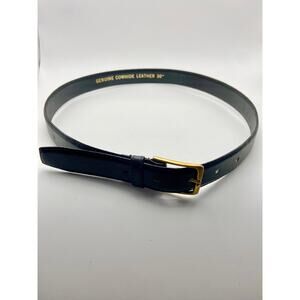 New black leather belt with gold buckle- 30”